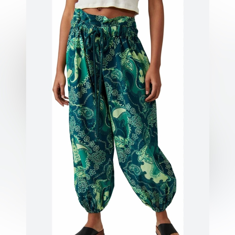 NWT Free People After Glow Balloon Pant Lagoon Combo
